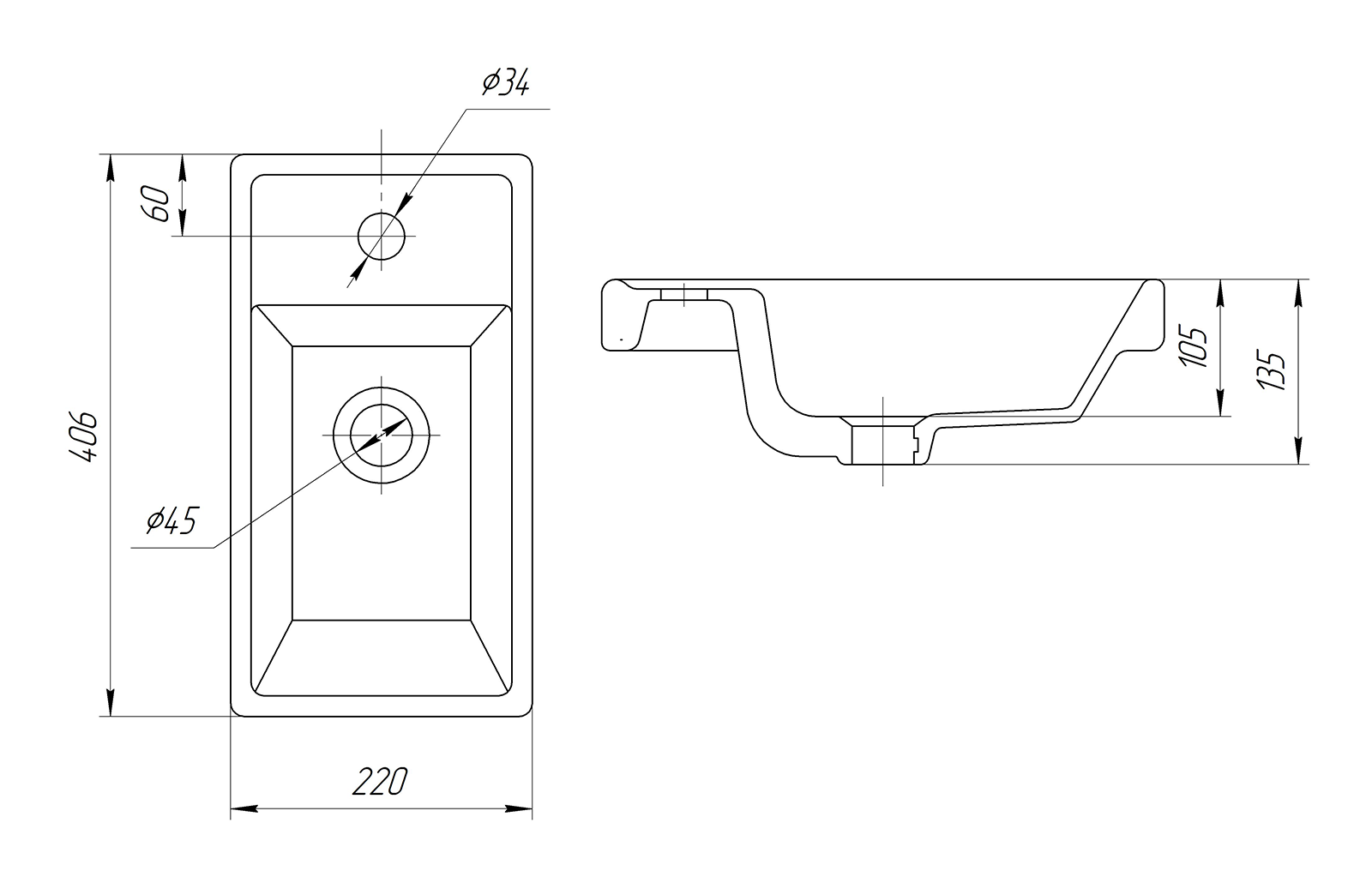 Тумба с раковиной Misty Урал 40 белый