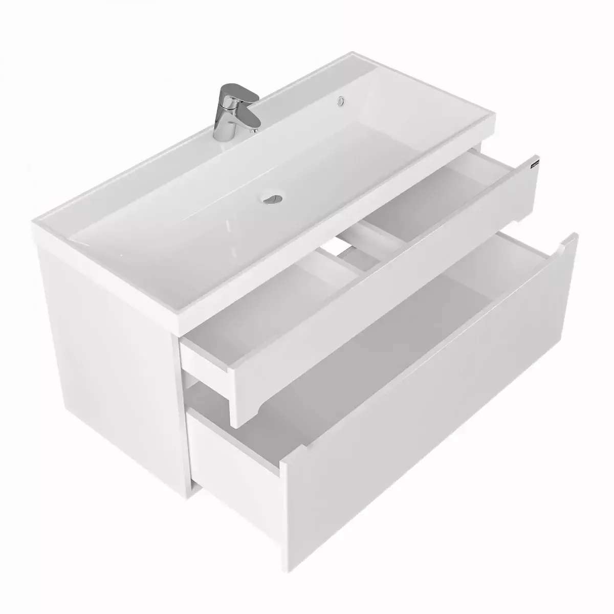 Тумба подвесная Санта Лондон 100 с раковиной Classic 100, 2 ящика, белая