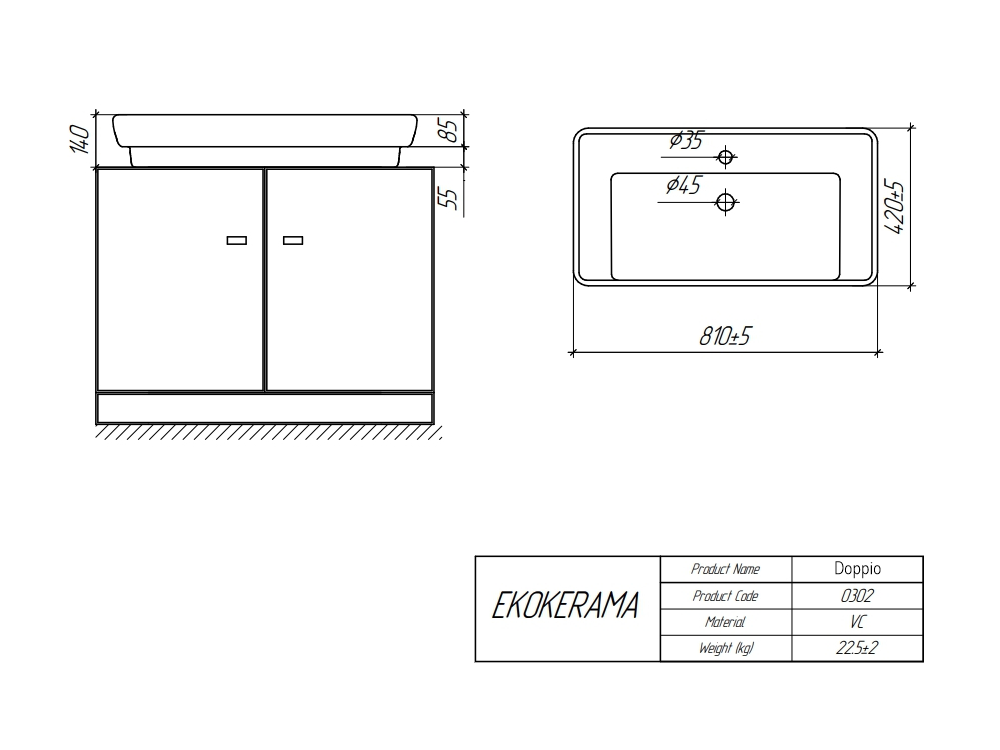 Тумба с раковиной Brevita Savoy 90 подвесная, белый