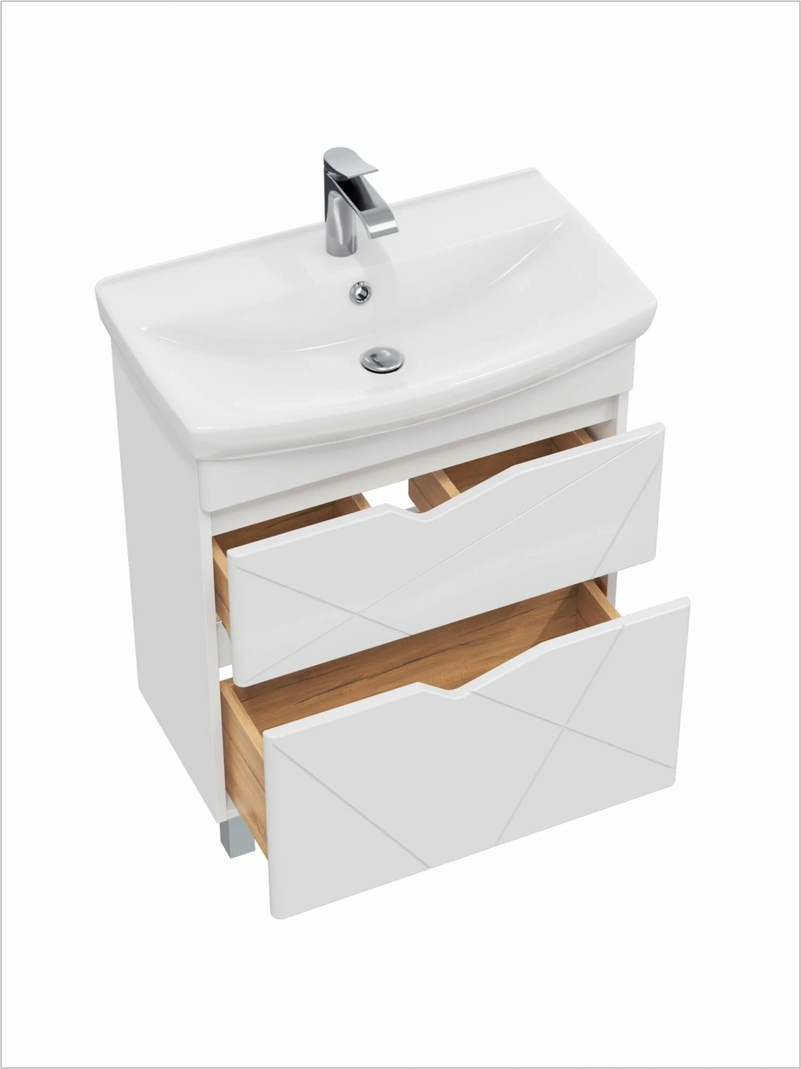 Тумба напольная SanStar Линни 60 с раковиной Клермонт 60, белая