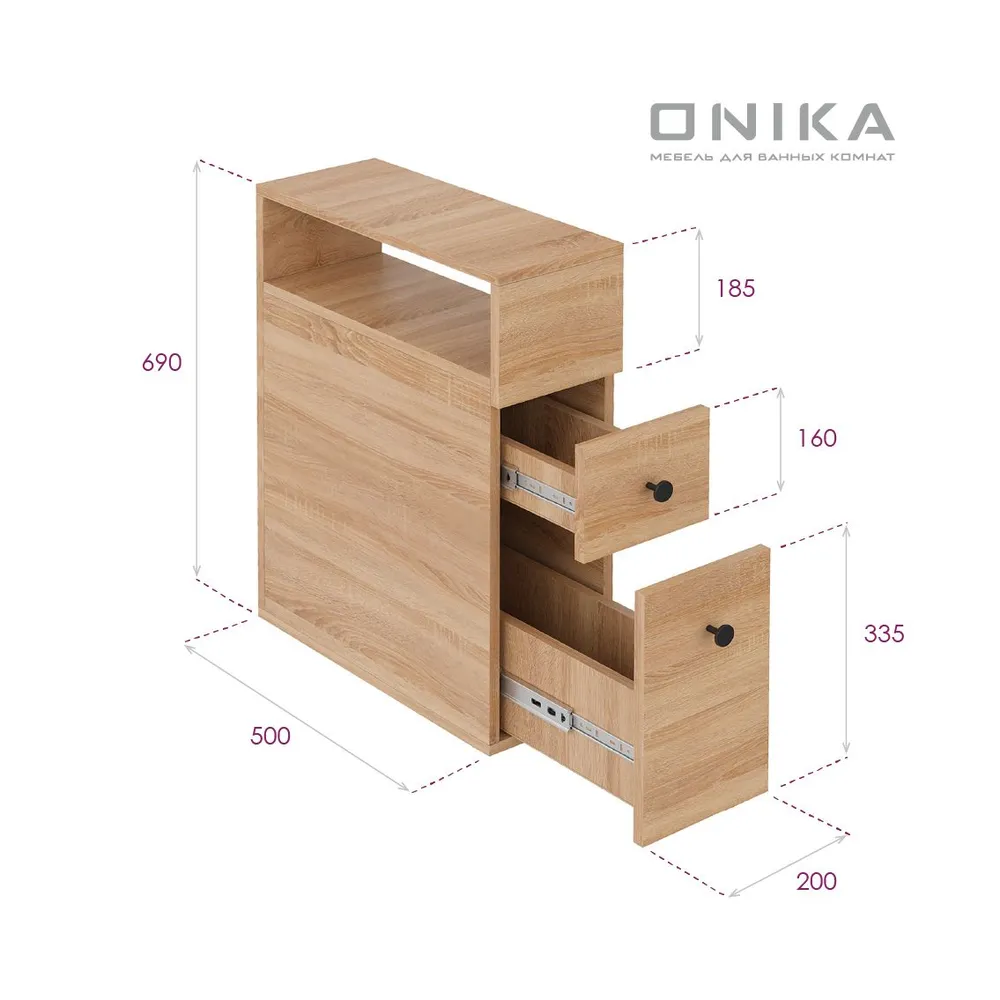 Тумбочка Onika Кроун 20 дуб сонома