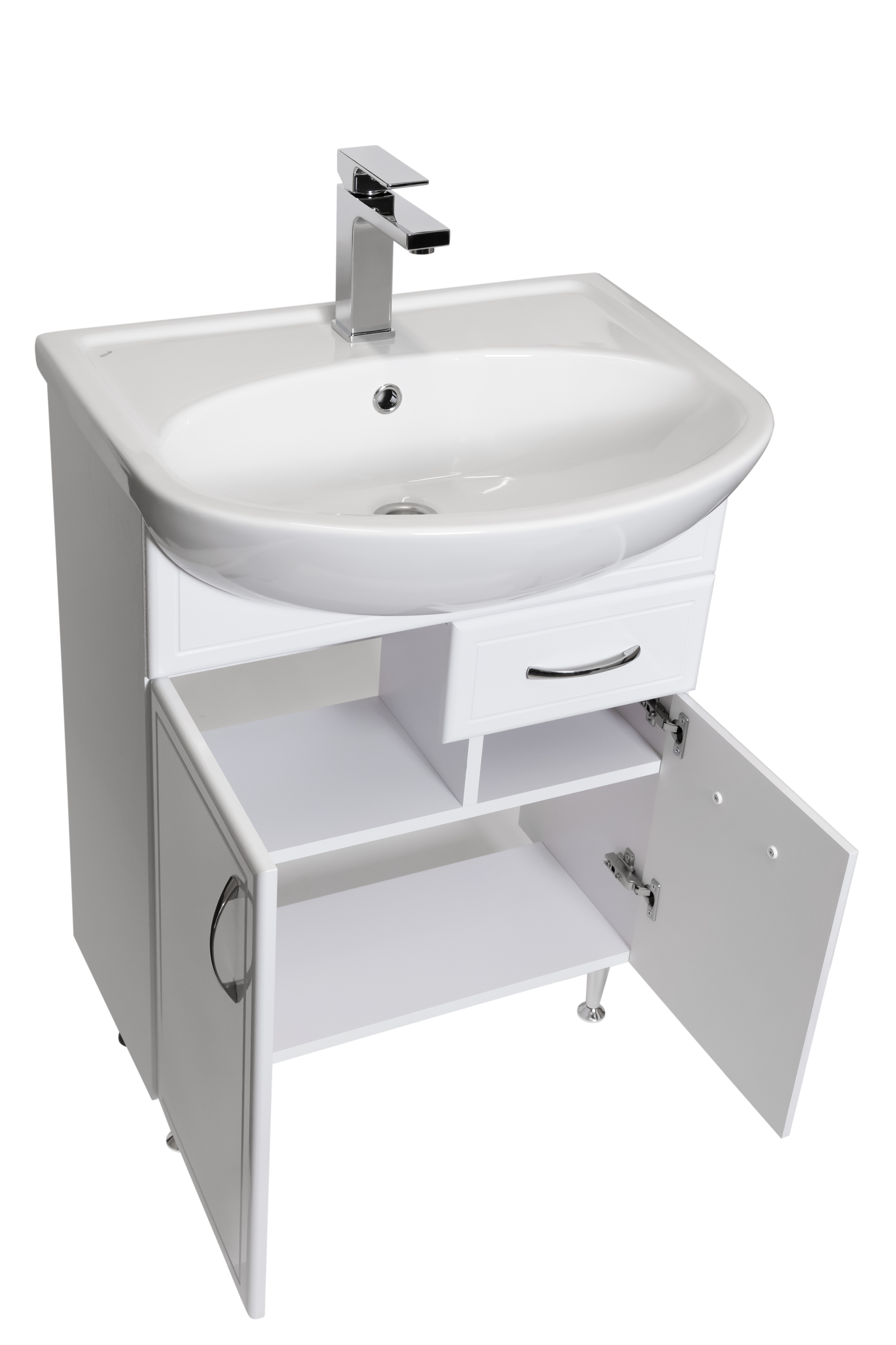 Тумба с раковиной Stella Polar Концепт 60 напольная, с ящиком, белая
