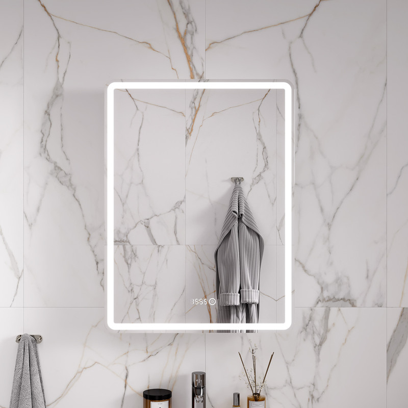 Зеркальный шкаф EQUIL Nice 60 с часами, свет, правый, белый