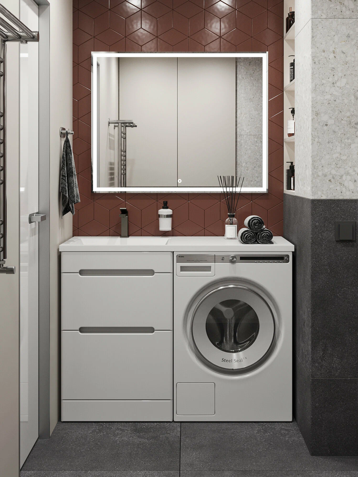 Тумба напольная SanStar Толедо 50 с раковиной Даллас 110 левый белая