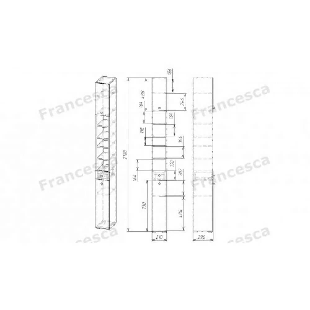 Пенал Francesca Аврора 21 L/R напольный, с открытой полкой, венге