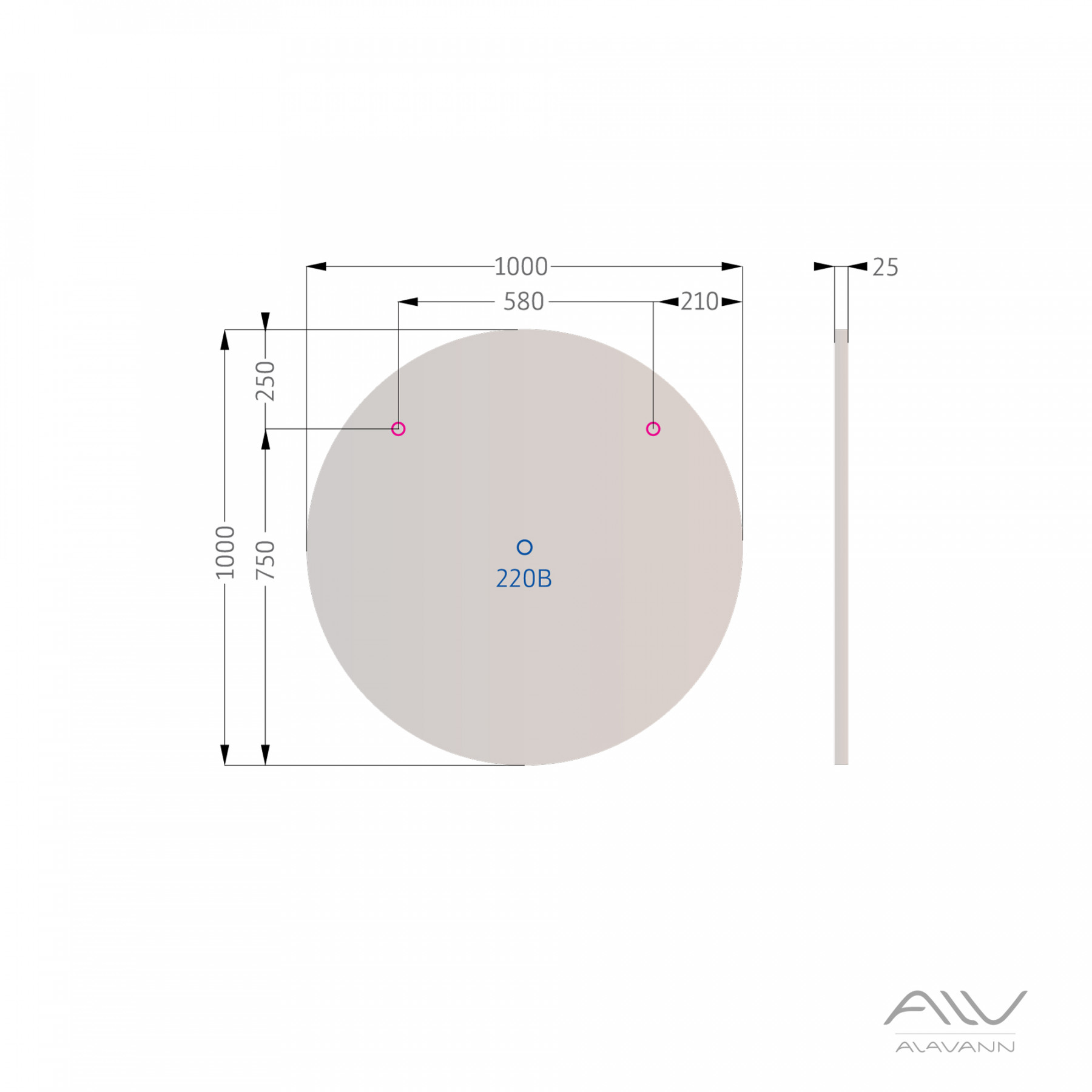 Зеркало Alavann Rondo 100 свет, ик-выключатель