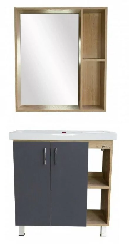 Тумба с раковиной Bellezza Рона 80 R напольная натуральный дуб/серебро от магазина Vanna-Vanna.ru!