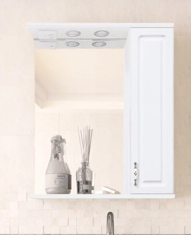 Зеркало со шкафчиком Style Line Олеандр-2 55/С R свет, белый