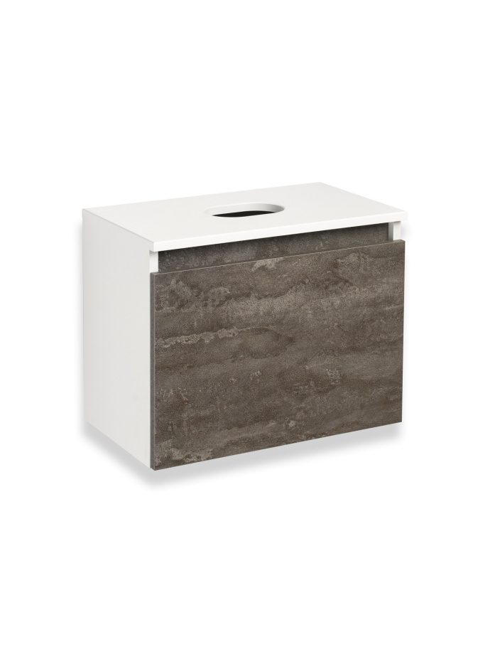 Тумба подвесная Runo Бари 50 под накладную раковину, железный камень