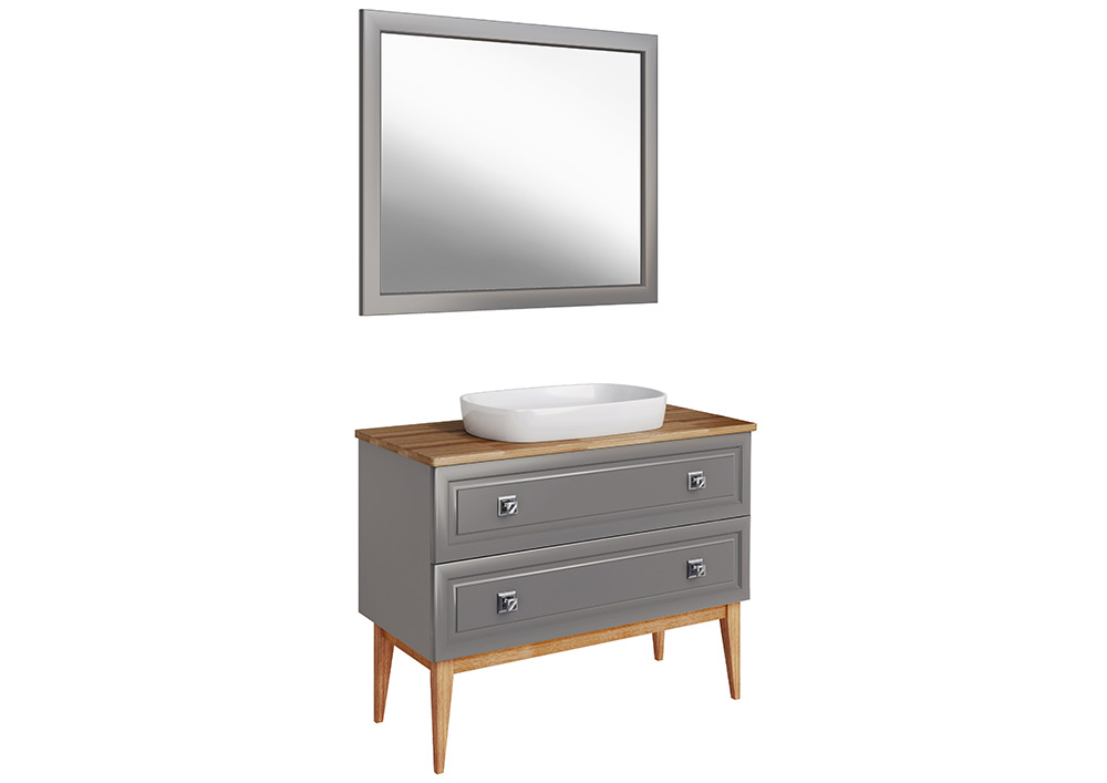 Мебель для ванной ASB Woodline Каталина 100 комплект, напольный, grey, хром