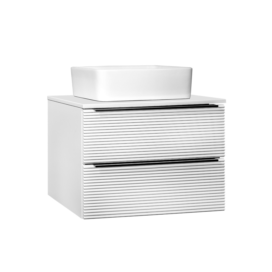 Тумба подвесная Runo Орлеан 70 под накладную раковину, белый матовый/белый глянец