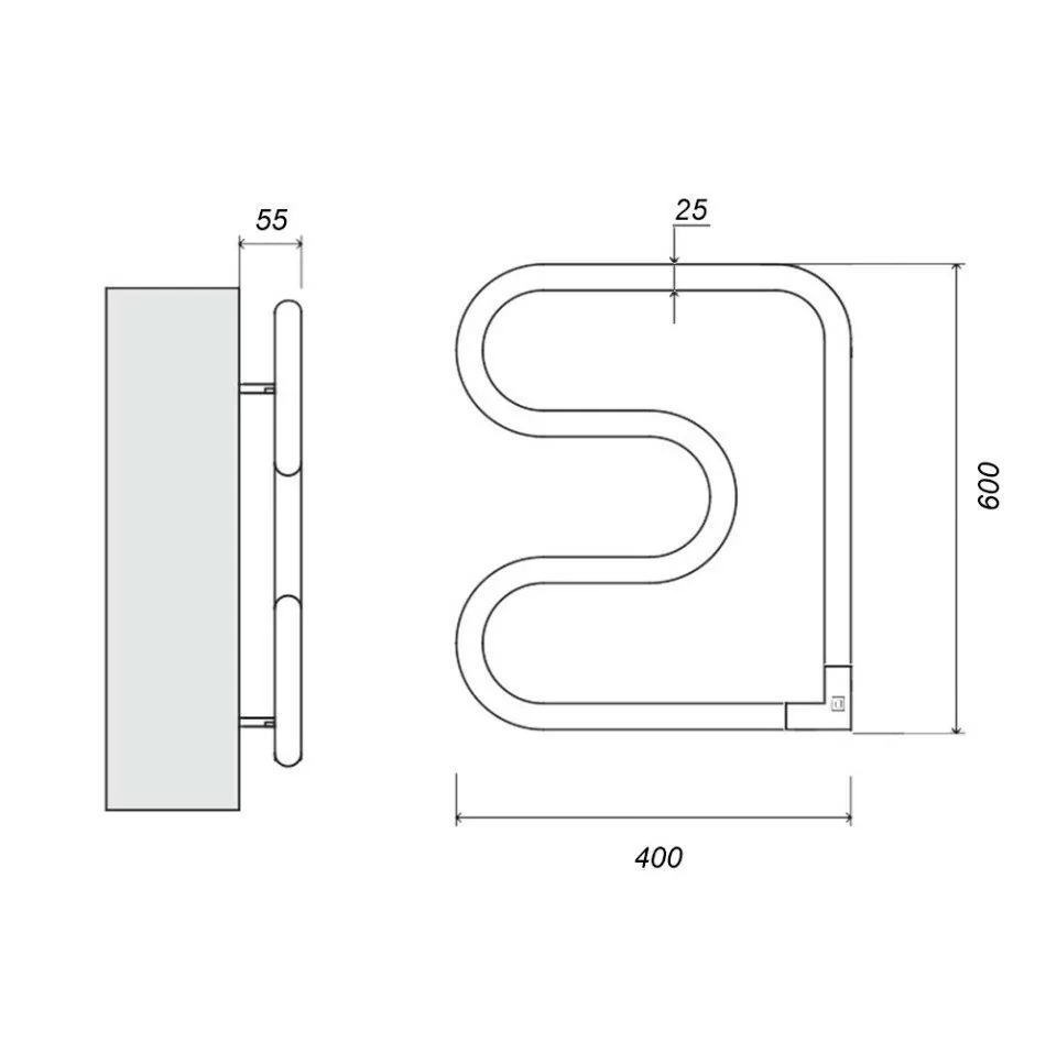 Полотенцесушитель электрический Domoterm 104-25 40х60 R правый, белый