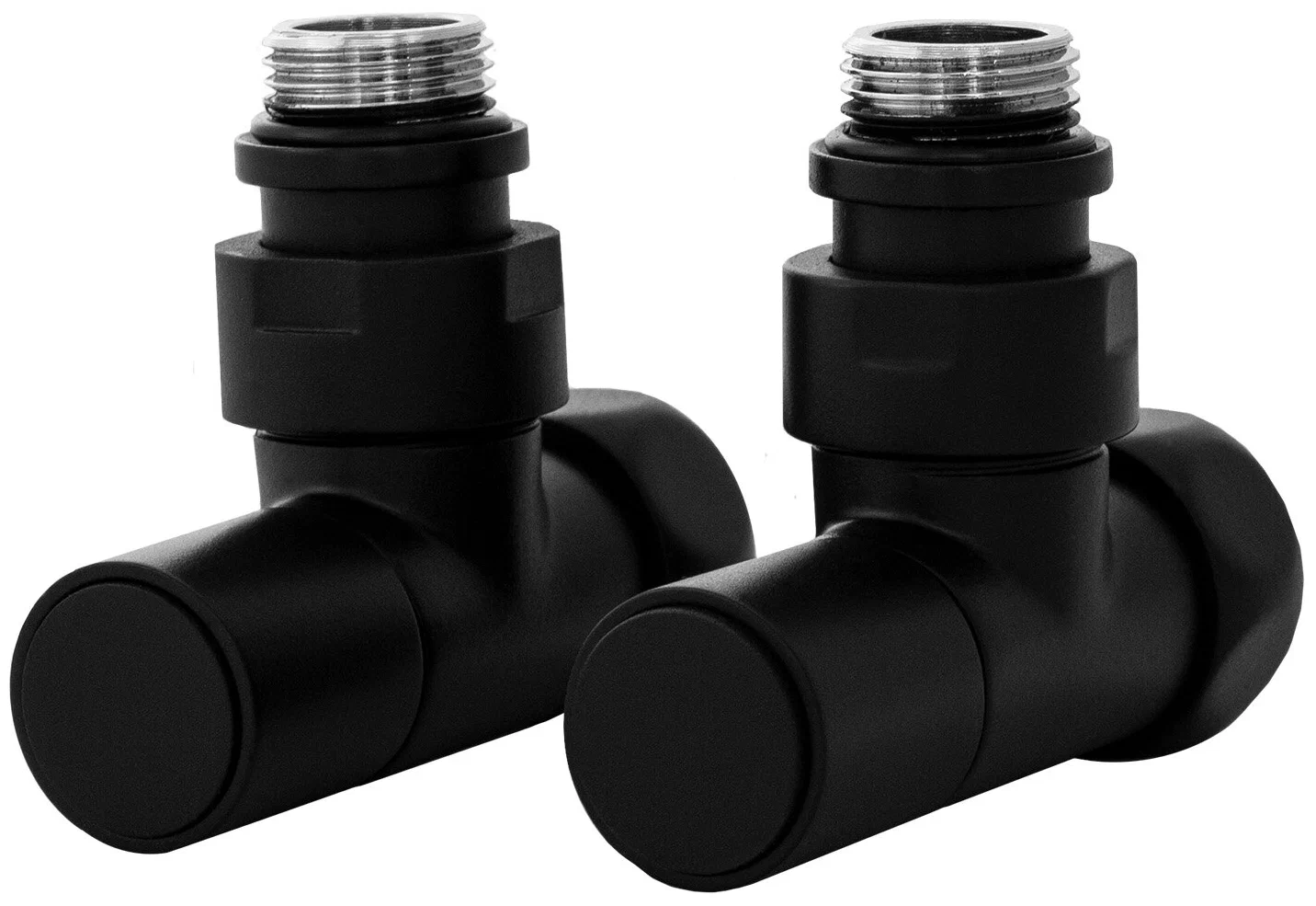 Кран для полотенцесушителя / вентиль угловой Energy, 1/2'' - 3/4'', цвет черный матовый, ручка круг - 2 шт.