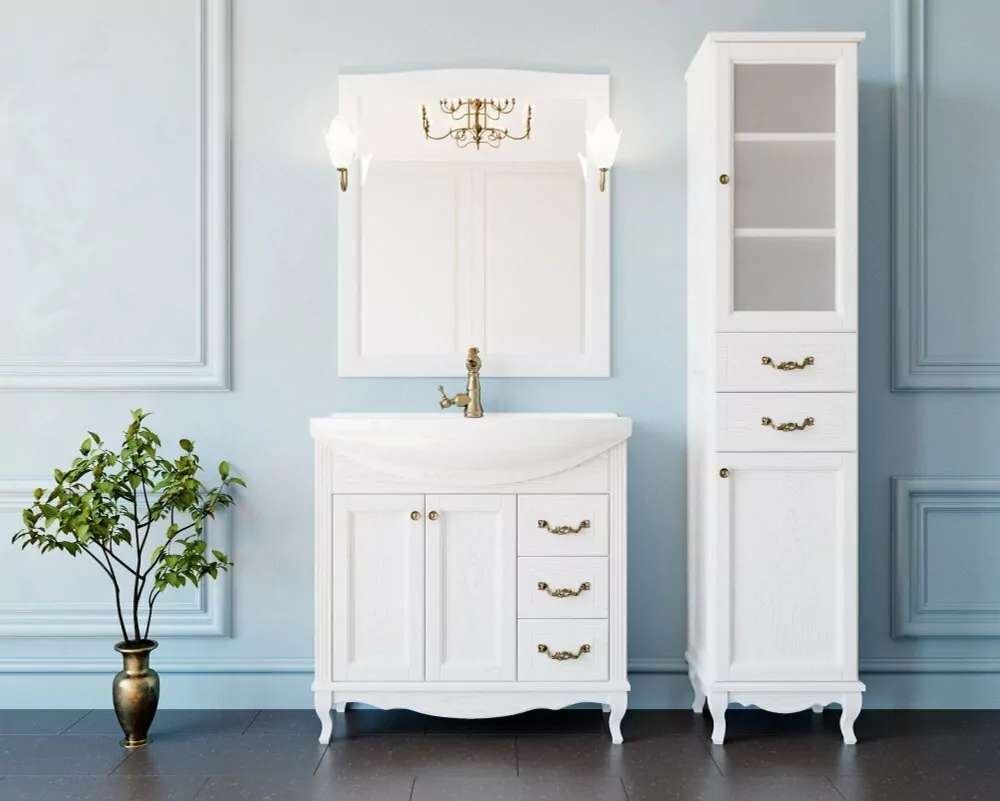 Зеркало ValenHouse Эллина 80 белый, бронза