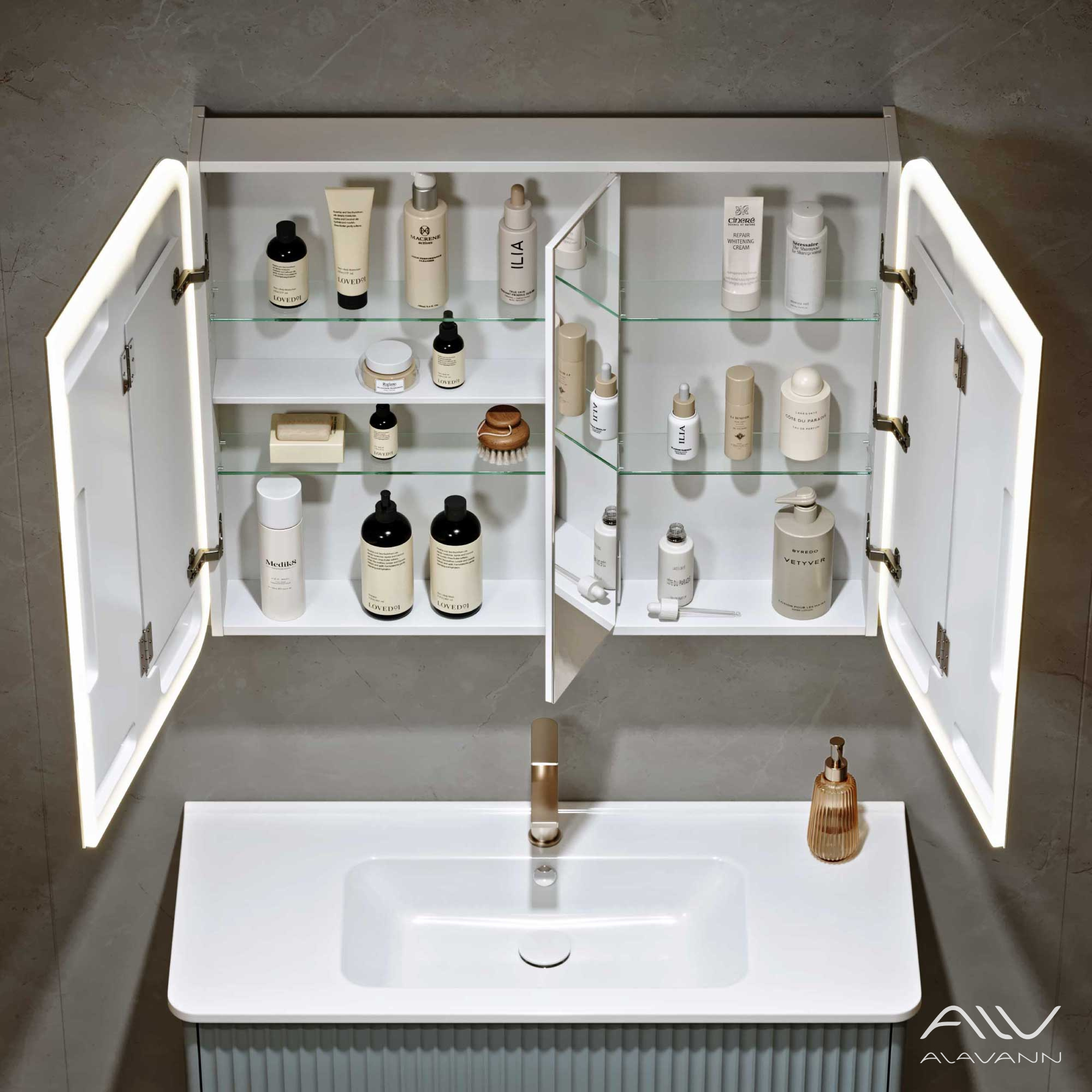 Зеркало-шкаф Alavann Cosmetic Light 100 свет, приближение, сенсор, перевертыш