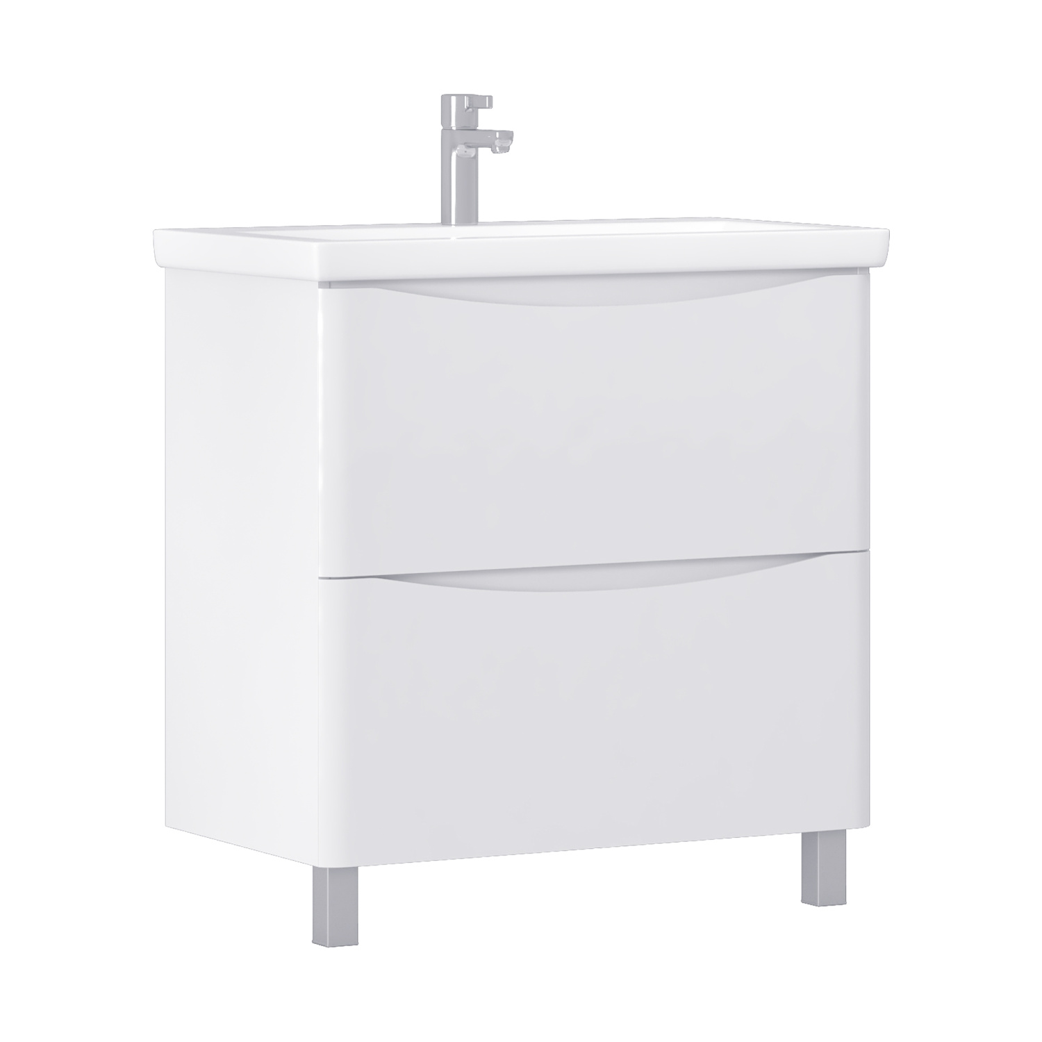 Тумба напольная Vigo Glem 800-0-2 с раковиной Como 80, 2 ящика, белый