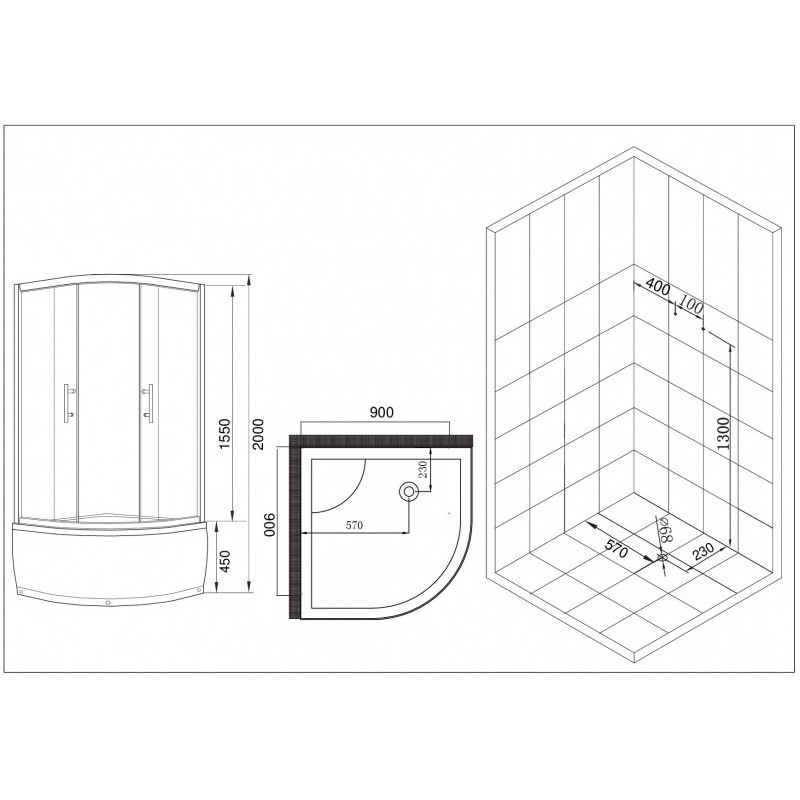 Душевой уголок Esbano ESR-8010 80x80x200