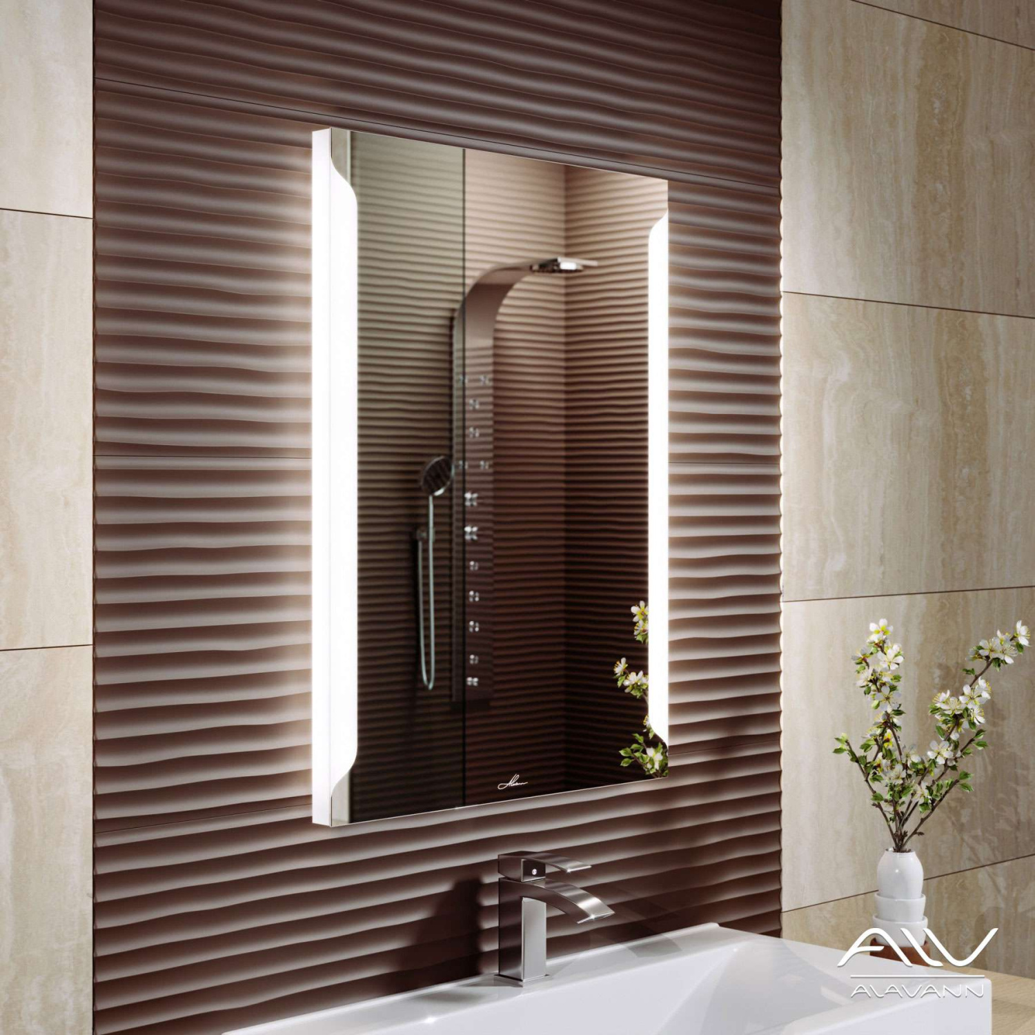 Зеркало Alavann Teneri 60 свет, кнопочный выключатель