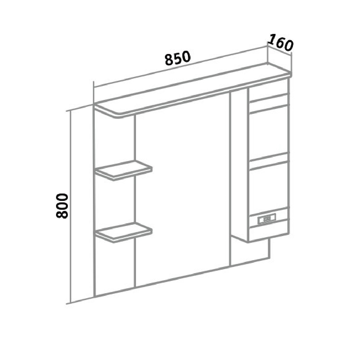 Зеркало с шкафчиком Runo Турин 85 R, белый