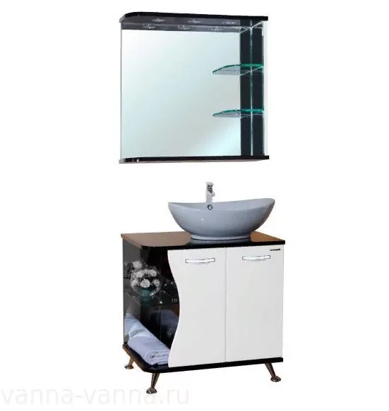 Мебель для ванной Bellezza Рио 70 комплект, напольный, белый с черным