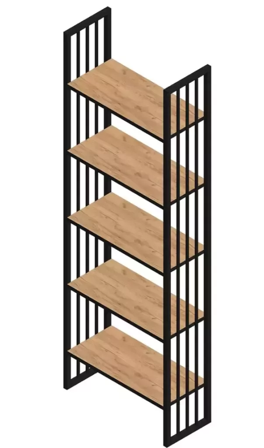 Стеллаж Sanflor Тетрис прямой, 69х21х150 см, дуб крафт золотой/черный