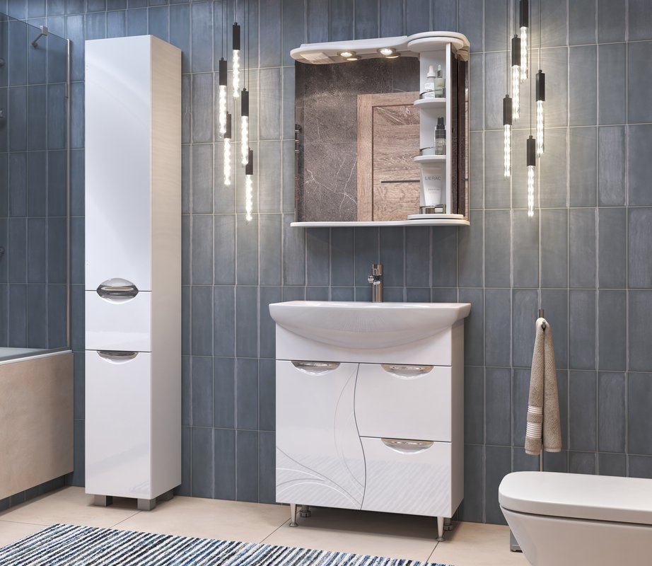 Зеркало-шкаф Vigo Callao 70 крутящееся, свет, белый