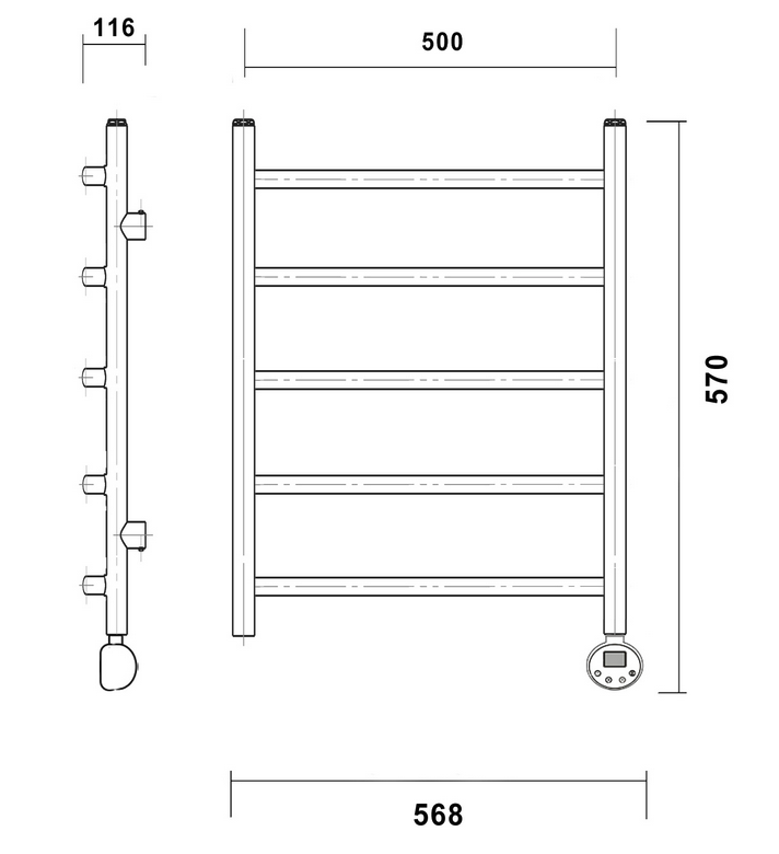 Полотенцесушитель электрический Domoterm Калипсо П5 500x500 R, белый матовый
