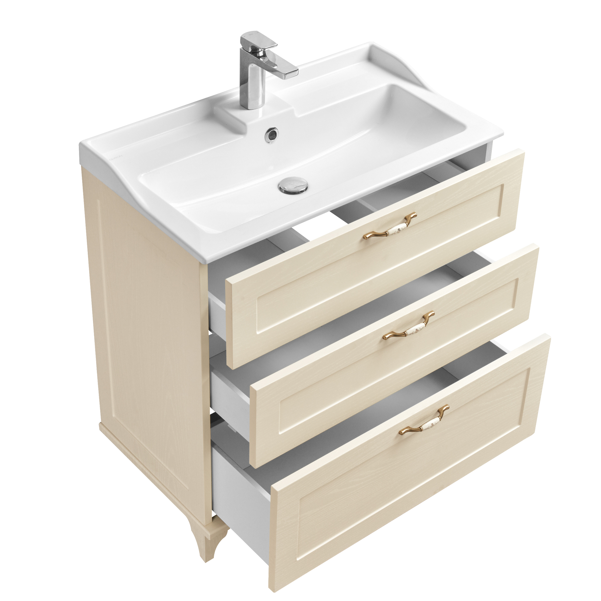 Тумба напольная Aquaton Леон 80 раковиной Премьер М 80, дуб бежевый