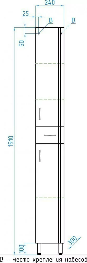 Пенал Style Line Стандарт 24 R напольный, белый