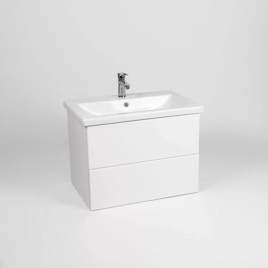 Тумба подвесная Viant София 70 с раковиной Como 70, два ящика, белый