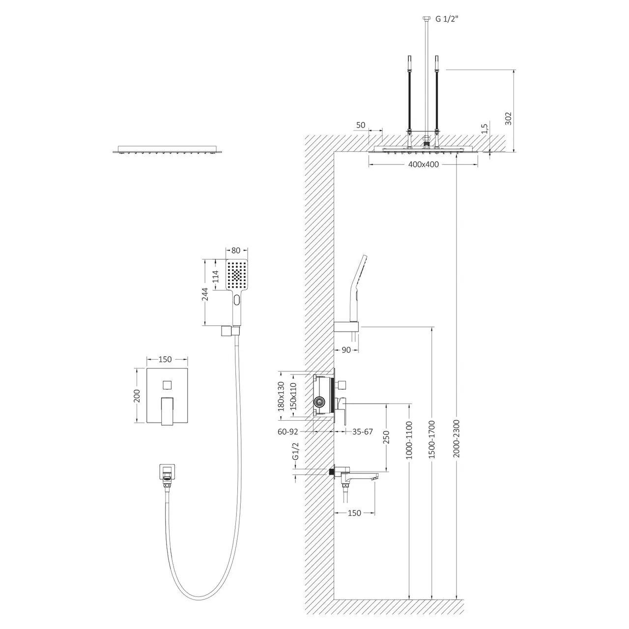 Душевой комплект Timo Selene SX-2039/17SM матовое золото
