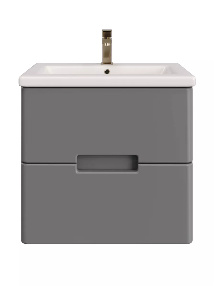 Тумба подвесная SanStar Noche 60 с раковиной Como 60 Графит софт