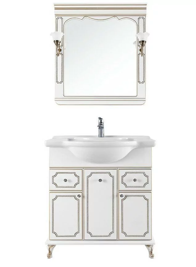 Зеркало Vod-ok Elite Мариэль 85 свет, с белый, патина серебро, золото