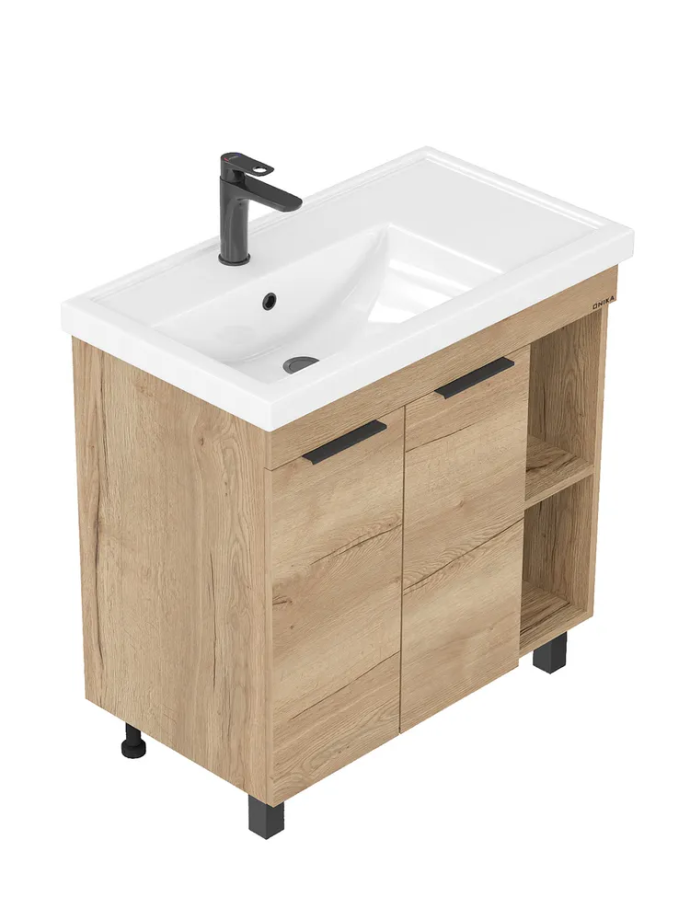 Тумба с раковиной Onika Легран 80 напольная, дуб галифакс