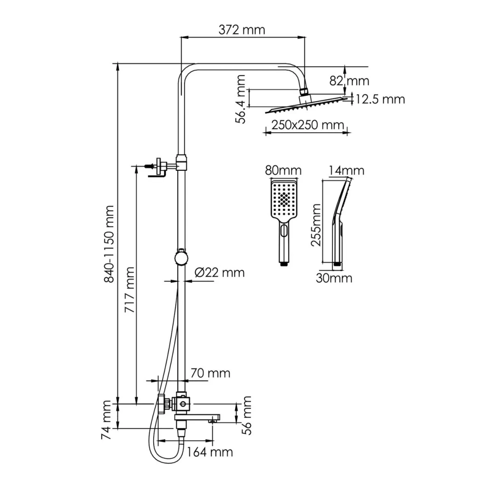 Душевая стойка WasserKraft Abens A299.255.130.BM Thermo черный Soft-touch от магазина Vanna-Vanna.ru!