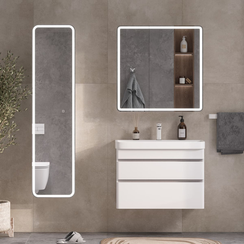 Зеркальный шкаф EQUIL Soldi LED 80 свет, белый софт