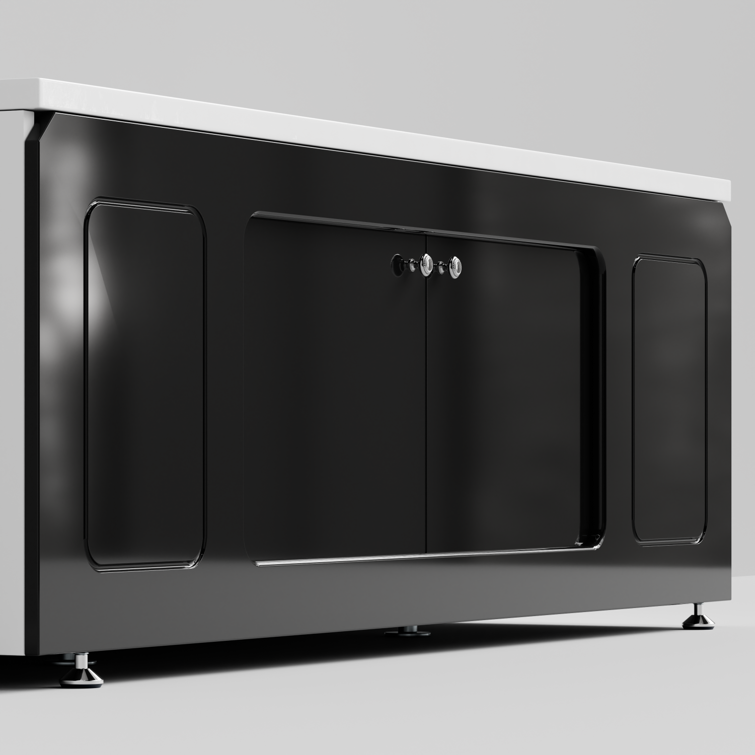 Экран под ванну Vod-ok Лидер 170 раздвижной Черный глянец