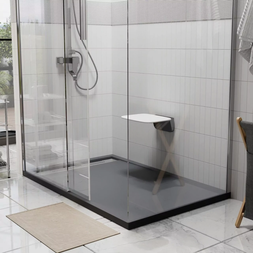 Поддон для душа WasserKraft Wiese 84T06 120х80 прямоугольный, из искусственного камня, серый матовый от магазина Vanna-Vanna.ru!