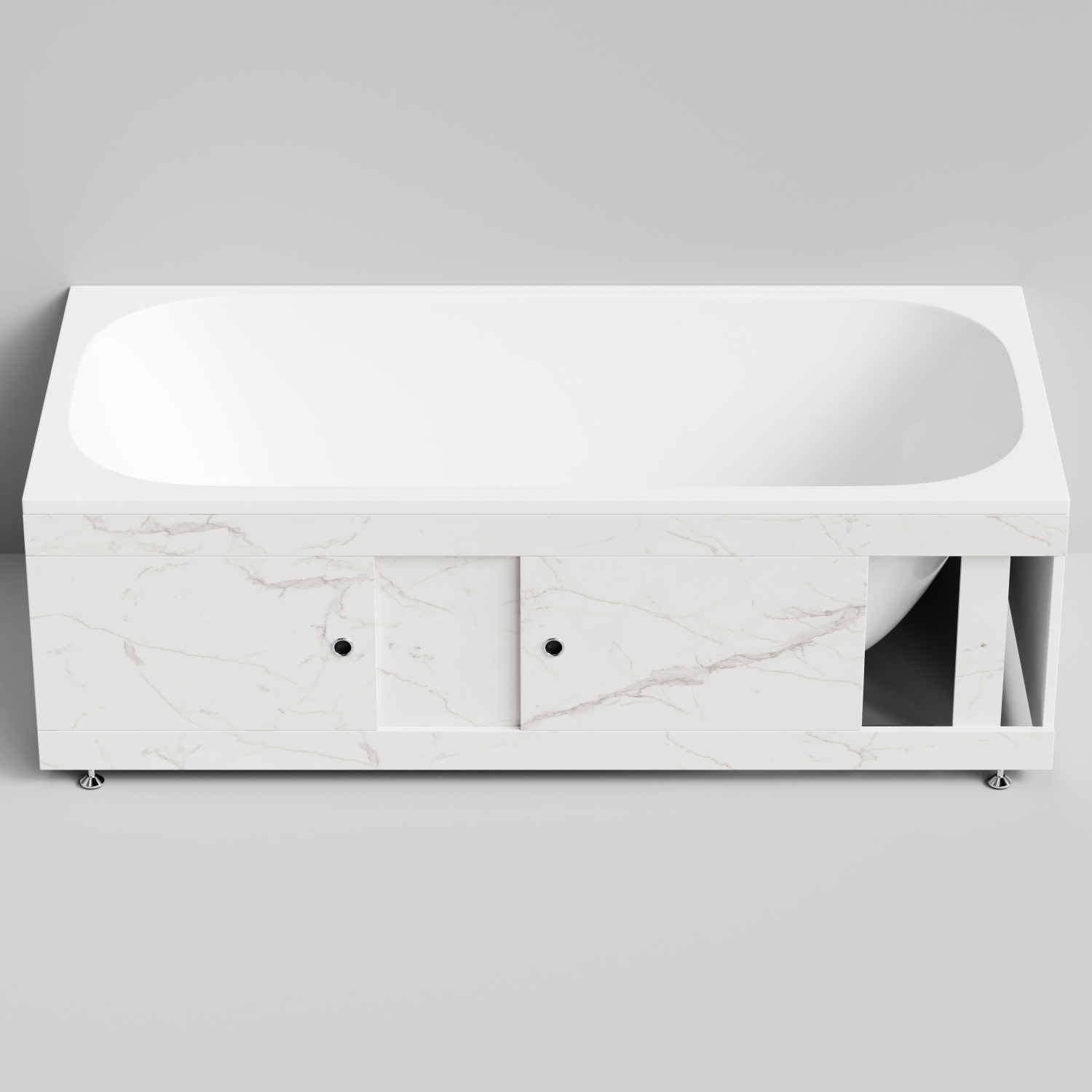 Экран под ванну Vod-ok Купе 180 раздвижной Мрамор Белый натур милк