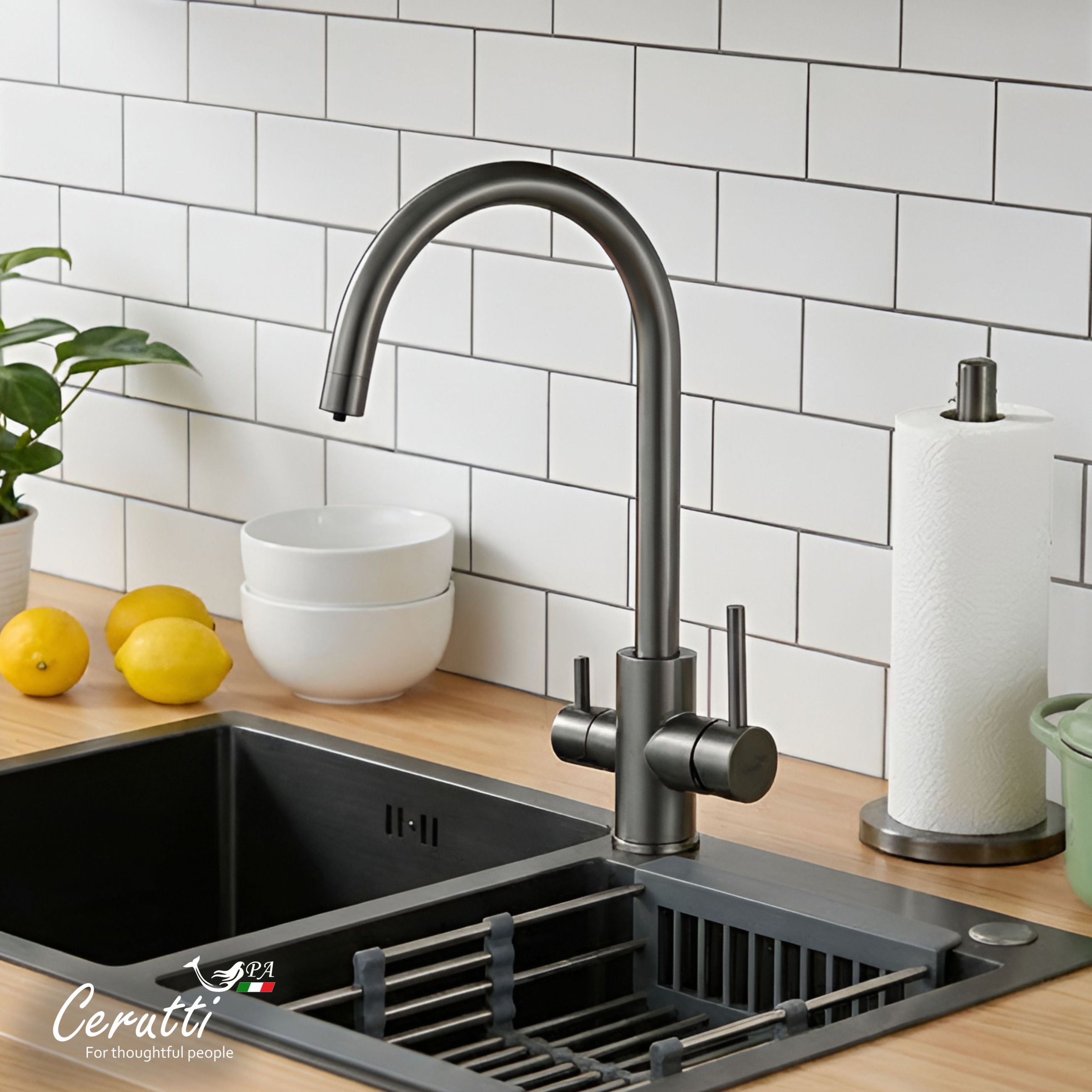 Cмеситель для кухни Ceruttispa Аниэлло GG (ANIELLO GG) из нержавеющей стали, цвет графит