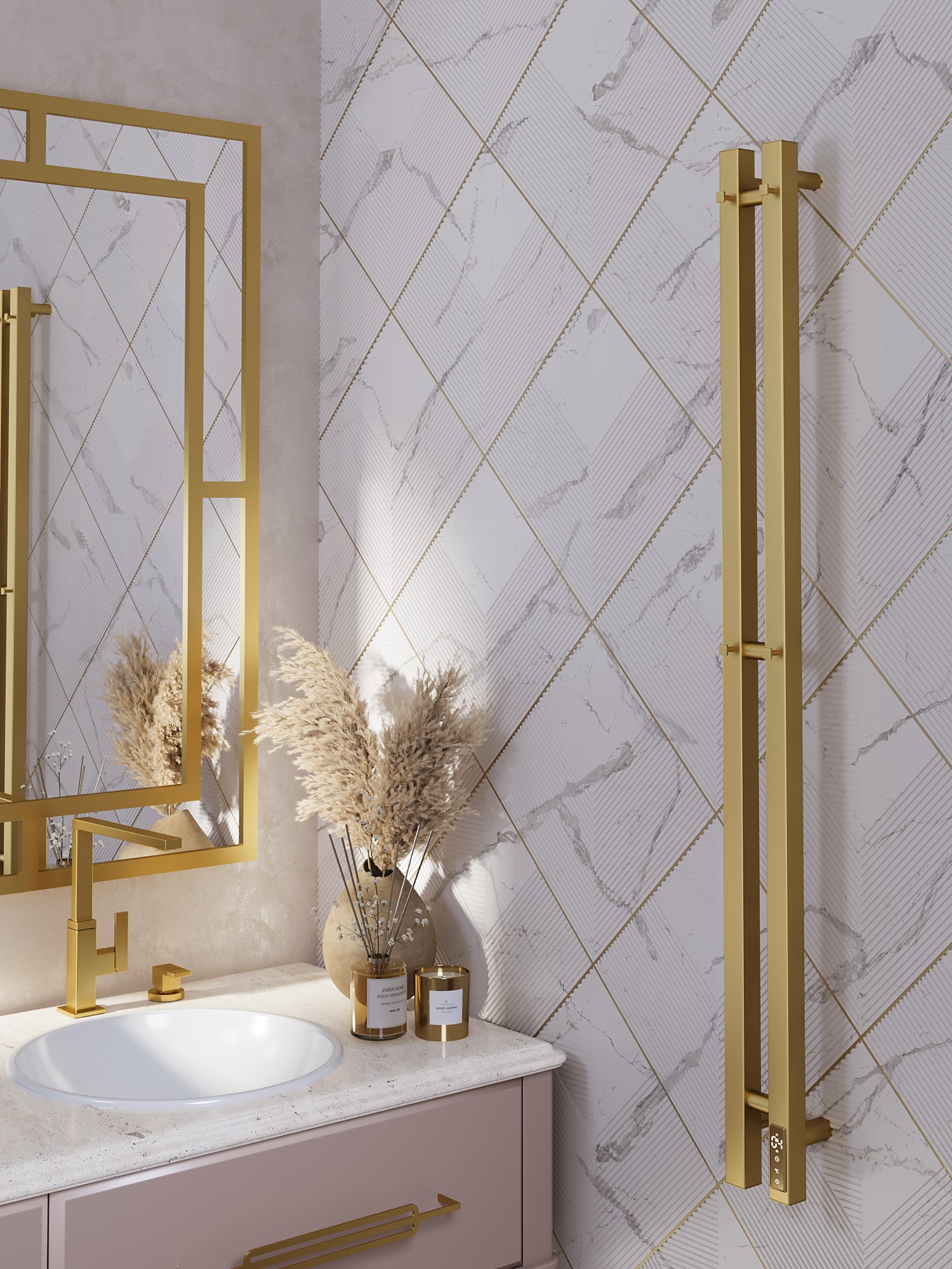 Полотенцесушитель электрический APEXTERMO Сириус SR10111GL 1100x80 с крючками, золотой матовый