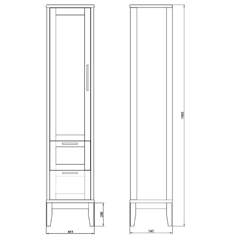 Пенал напольный ValenHouse Эйвори 40 L серый