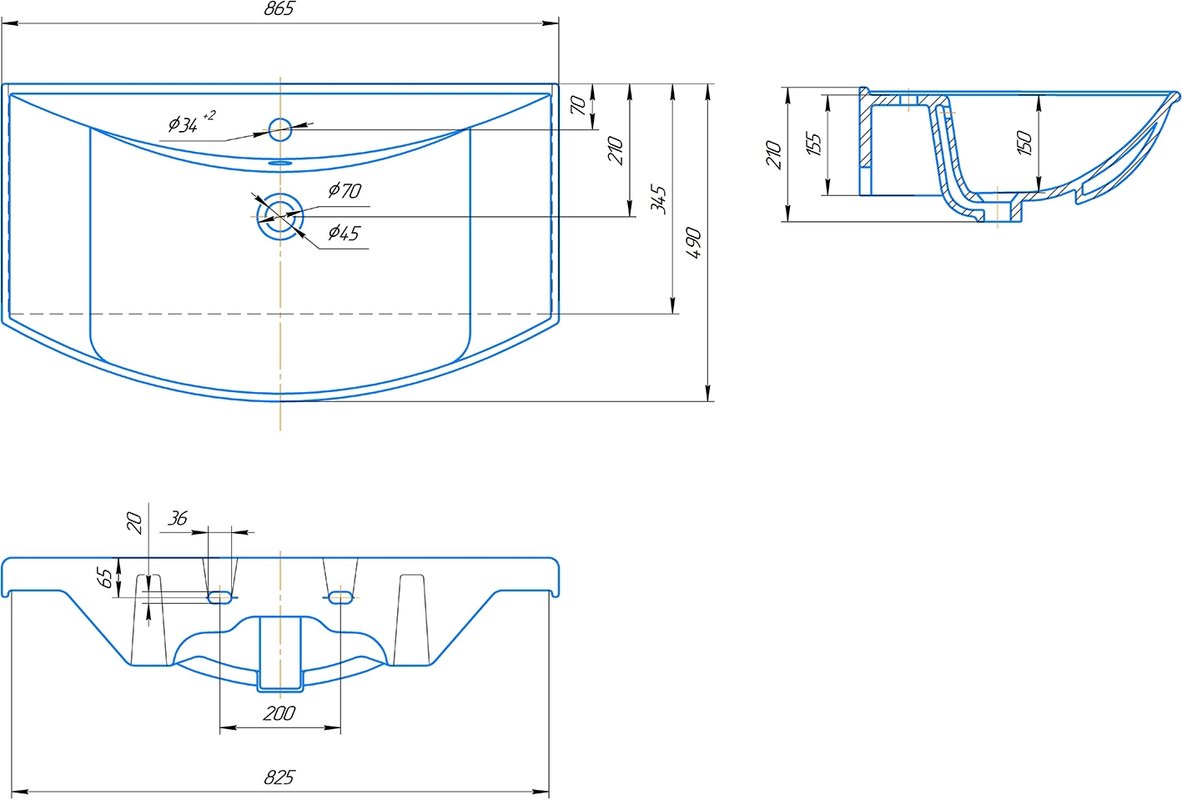 Тумба напольная SanStar Bianca 85 с раковиной Стиль 85, белая