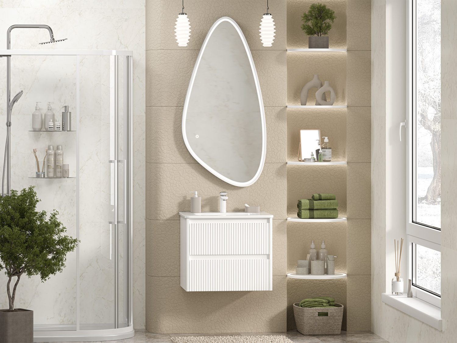 Тумба с раковиной Brevita Riva 60 подвесная, белый