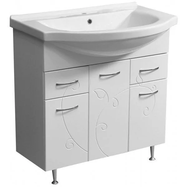 Тумба с раковиной Stella Polar Фантазия 80 напольная, белая