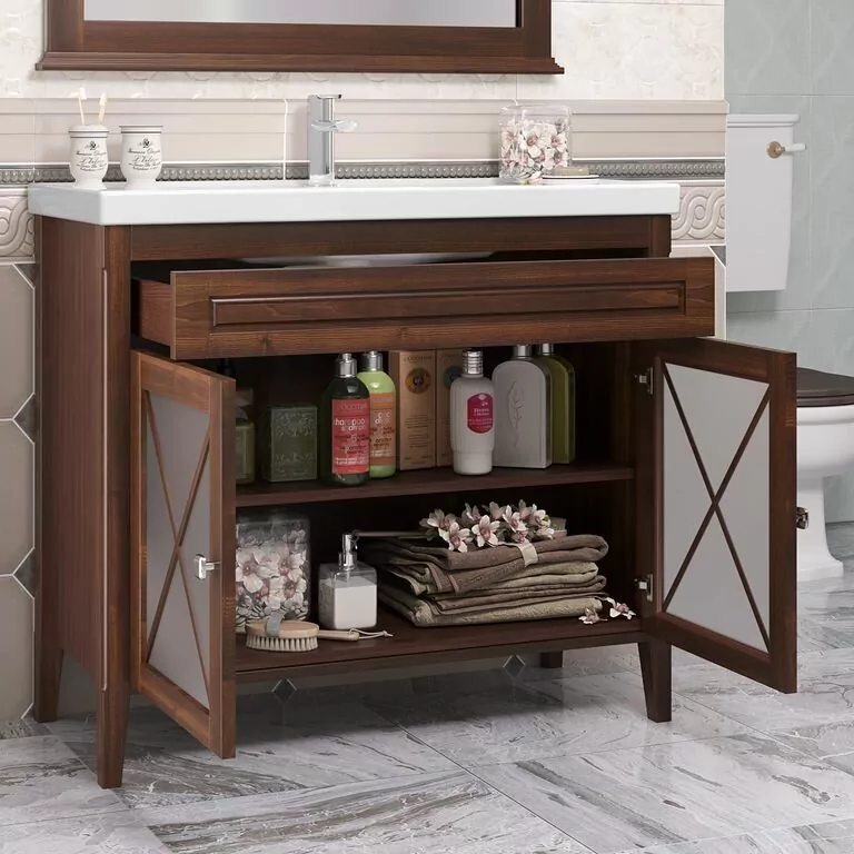 Мебель для ванной Opadiris Палермо 100 комплект, напольный, светлый орех