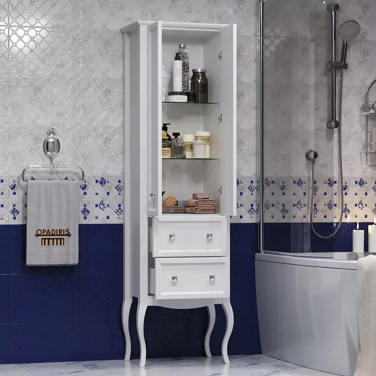 Пенал Opadiris Валери 56 напольный, белый матовый