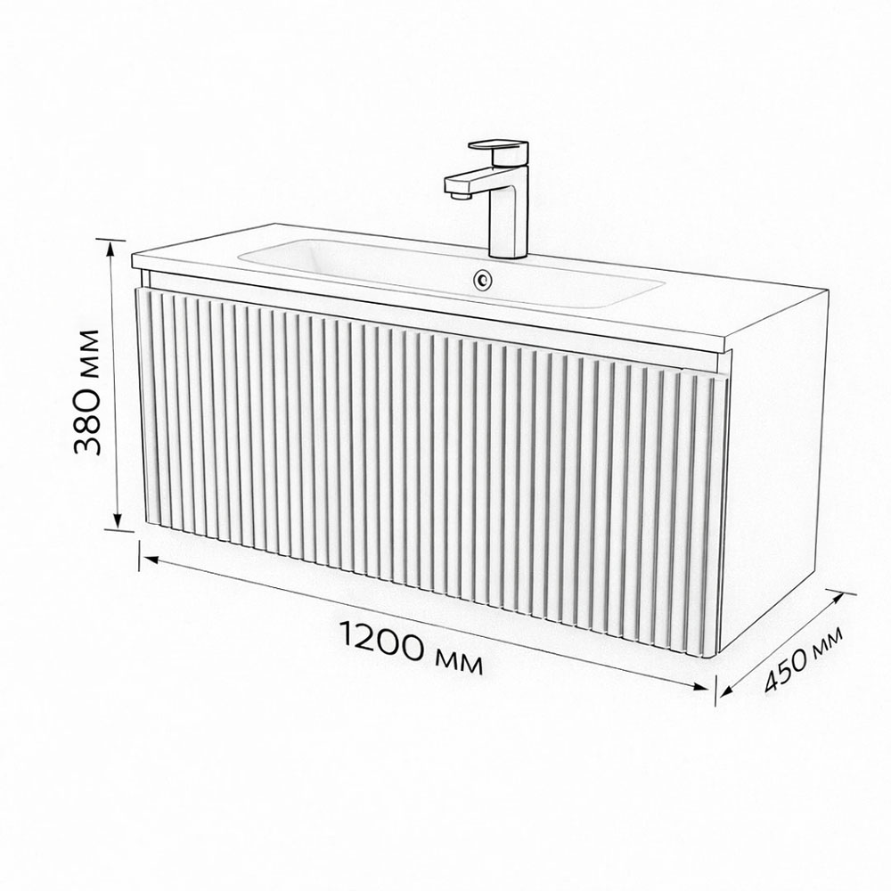 Тумба с раковиной подвесная (120 см) Terminus Sicilia SIC101201701601O, графит