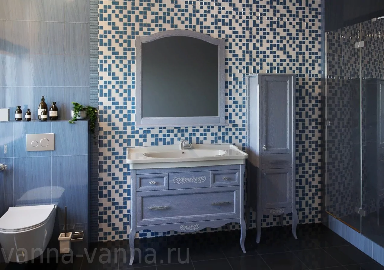Мебель для ванной ASB Woodline Модерн 105 комплект, напольный, рошфор от магазина Vanna-Vanna.ru!