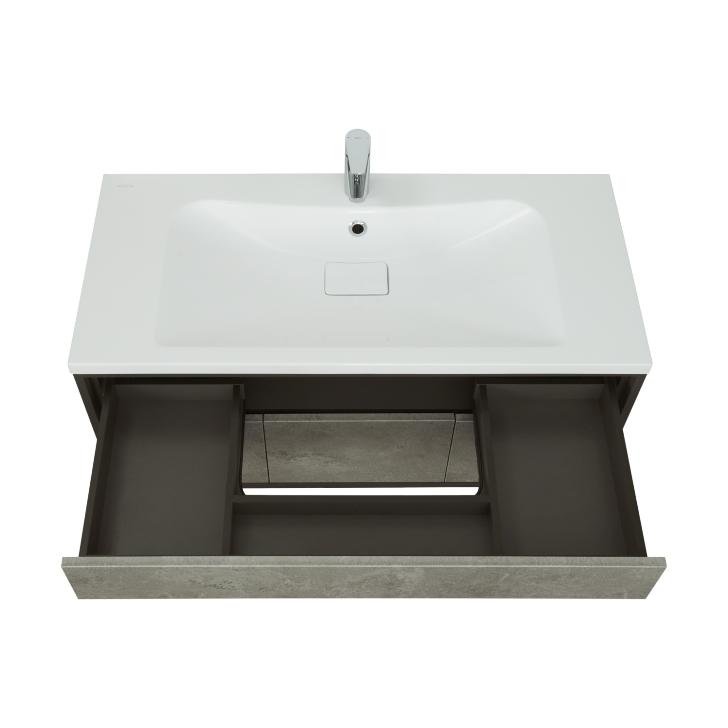 Тумба Aquaton Уэльс 100 с раковиной Брук 100, 2 ящика, 2 двери, подвесная, графит